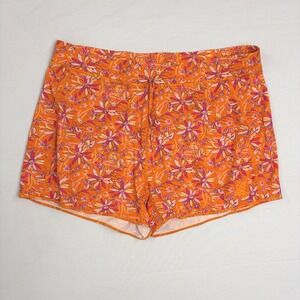 Stio CFS Board Shorts Womens XL Orange Floral Athletic Swim Shorts Beach